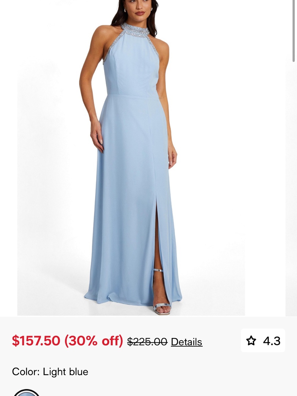 Halter Neck Light Blue Bridesmaid Dress - Elegant Occasion Gown